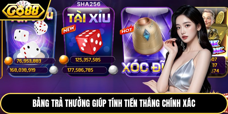 Bảng trả thưởng giúp tính tiền thắng chính xác
