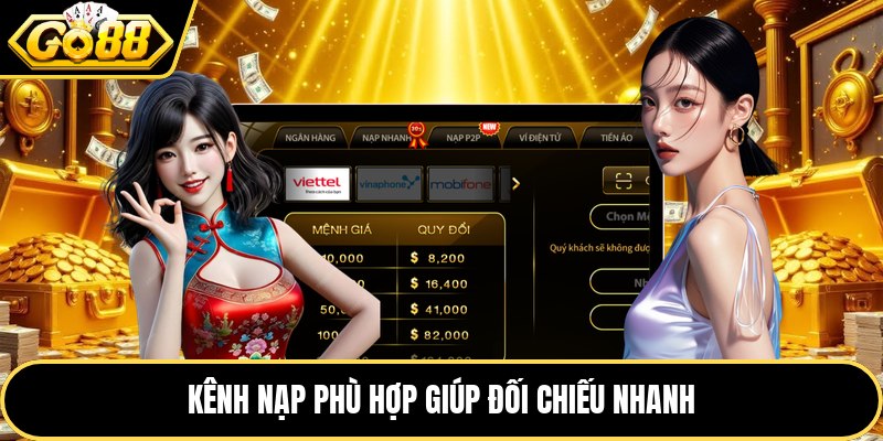 Kênh nạp phù hợp giúp đối chiếu nhanh